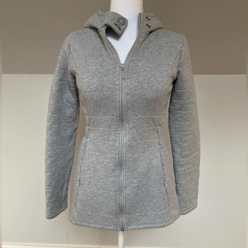 The North Face Gray Quilted Fleece Lined Hooded Jacket